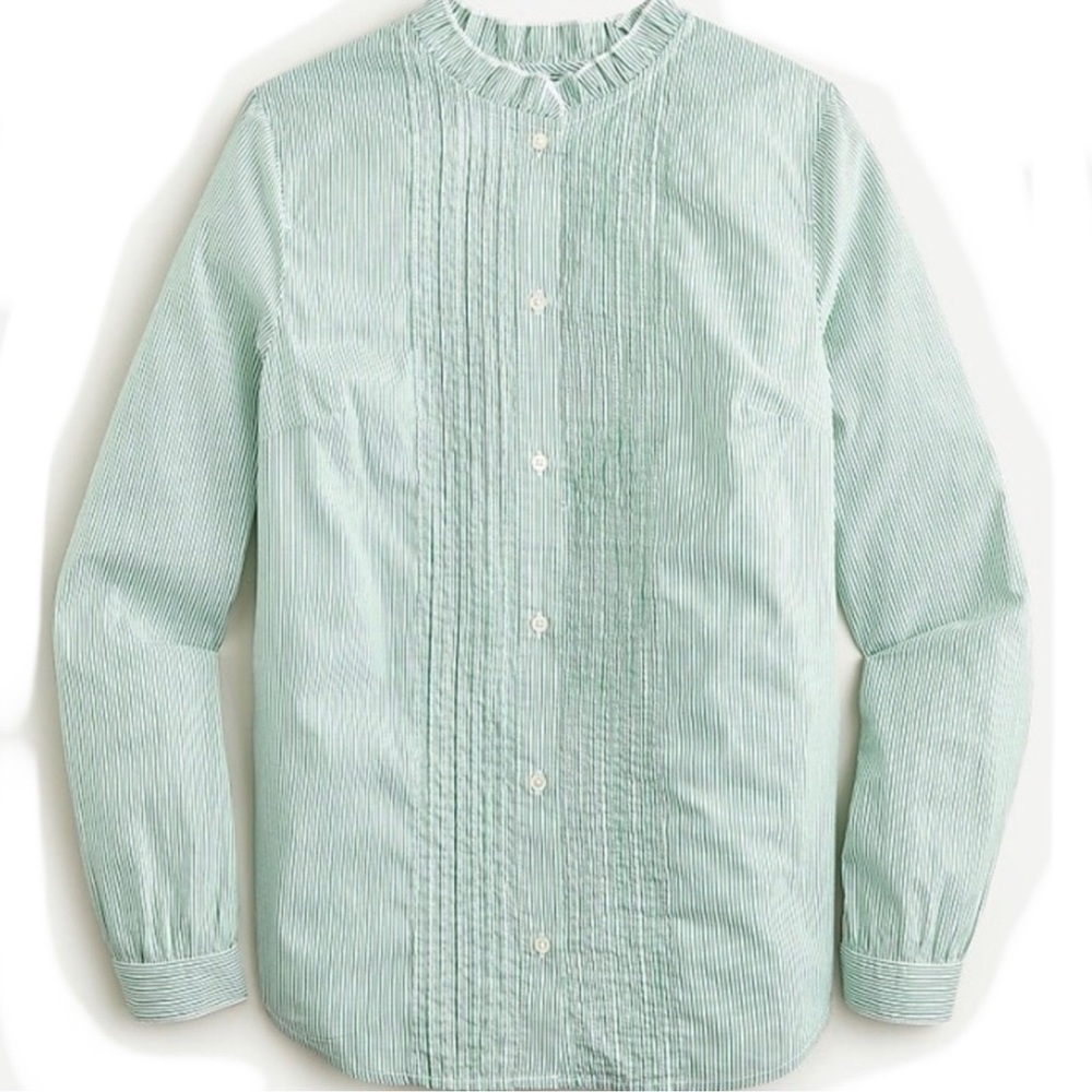 NWT J.Crew Women Ruffle-neck Tuxedo Shirt
